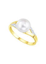 Bezaubernder Damenring mit Brillanten und Süßwasser-Zuchtperle 