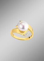 Damenring mit S&uuml;sswasser-Zuchtperlen und synth. Zirkonia 