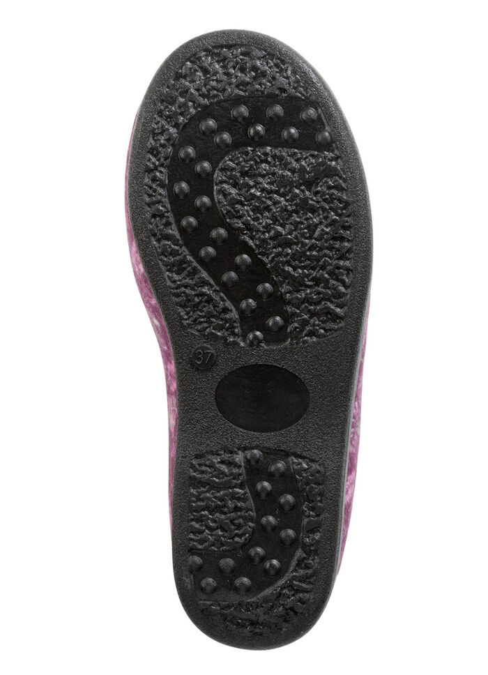 Warme Damen-Hausschuhe, Weite H, mit Wolle BORDEAUX