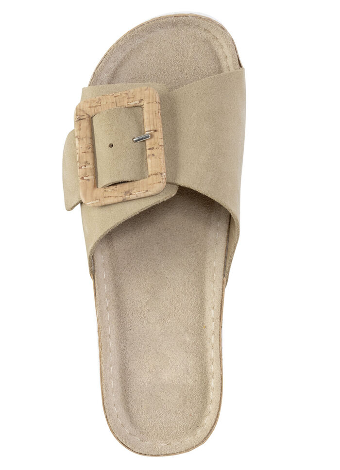 ELENA EDEN, trendige Damen-Pantoletten, aus Leder SAND