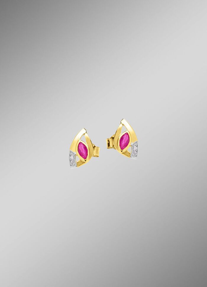 Elegante Ohrstecker mit Rubin und Zirkonia 