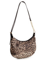 Tasche, Damen, mit verstellbarem Umhängeriemen mit Ketten-Detail BRAUN-SCHWARZ