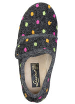 Laurina, klassische Damen-Hausschuhe, mit Klettverschluss ANTHRAZIT