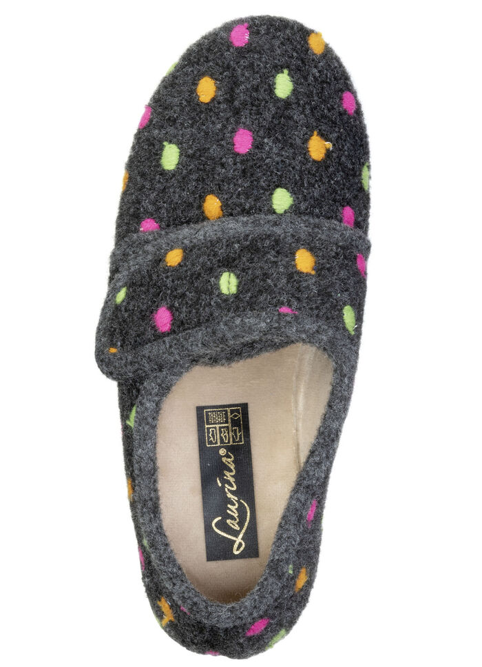 Laurina, klassische Damen-Hausschuhe, mit Klettverschluss ANTHRAZIT