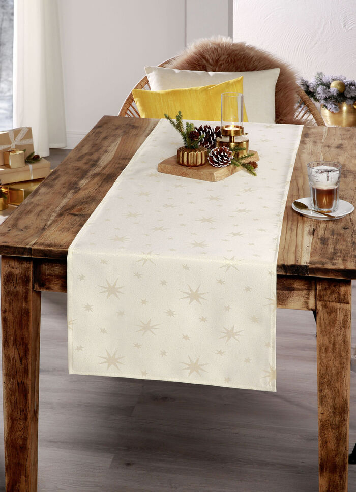 Tischdekoration mit Fleckschutz und Glitzergarn CHAMPAGNER-GOLD