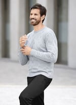 Rundhalspullover mit Strukturdessin in 3 Farben GRAU MELIERT