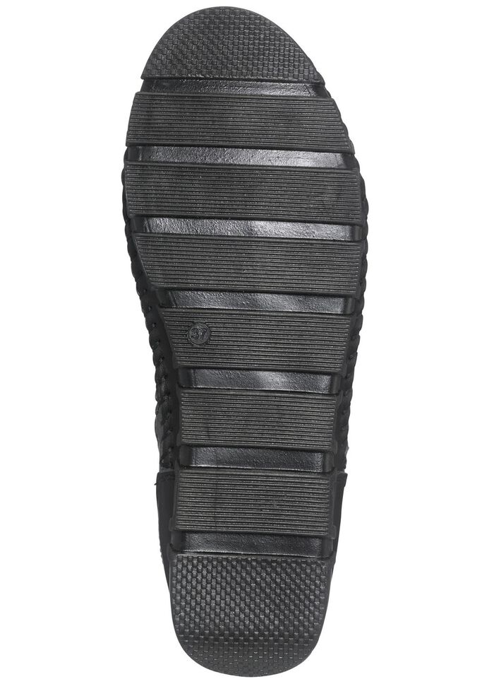 Gemini Mokassin-Schn&uuml;r-Bootie mit Knitter-Struktur SCHWARZ-GRAU