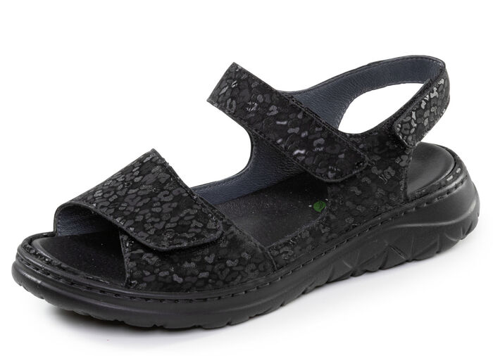 Waldläufer, bequeme Damen-Sandalen, Weite H, mit herausnehmbarem Fußbett SCHWARZ
