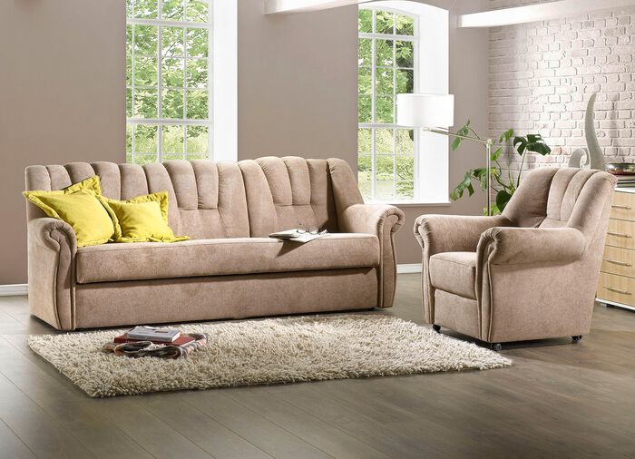 Frei im Raum aufstellbare Polsterm&ouml;bel mit Federkernpolsterung BEIGE