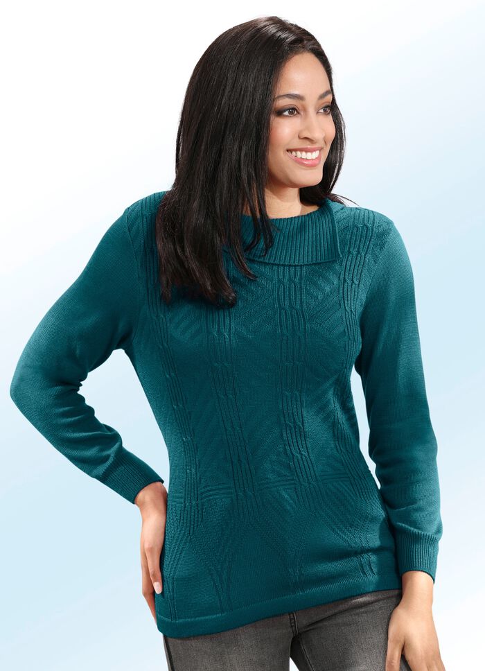 Pullover in Strukturmix PETROL