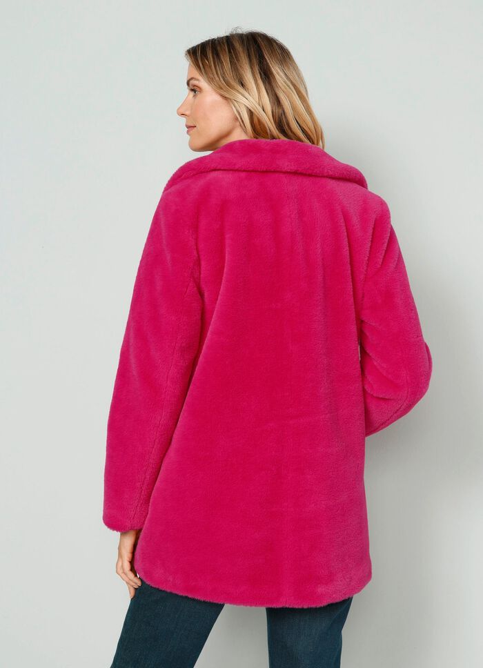 Webpelzjacke mit Reverskragen FUCHSIA
