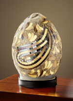 Tischleuchte mit Mosaik aus Glasstücken WEISS-BLAU