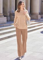 Hose in modischer Weite  CAMEL MELANGE