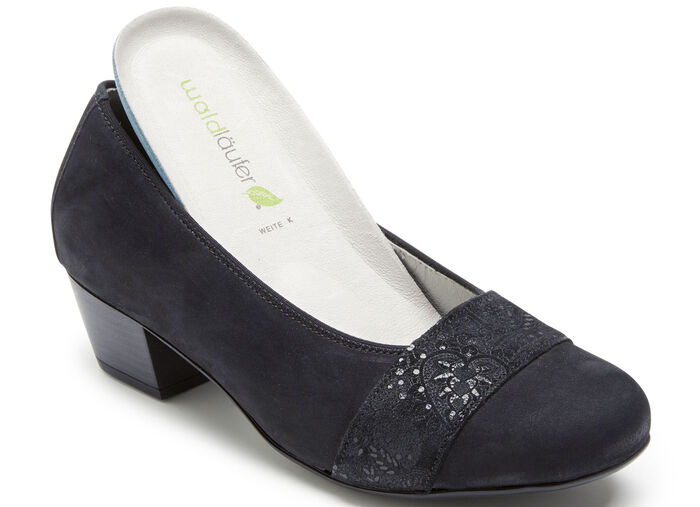 Waldläufer, bequeme Damen-Pumps, Weite K, mit herausnehmbarem Fußbett SCHWARZ