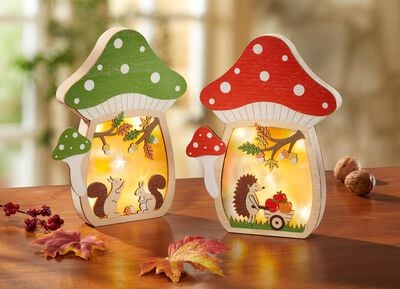 Beleuchtetes Pilz-Haus, batteriebetrieben 