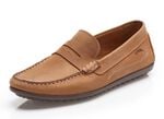 Mokassin-Slipper mit Lederdecksohle COGNAC