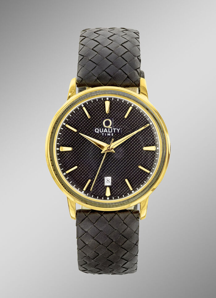 Herrenuhr mit vergoldetem Metallgeh&auml;use 