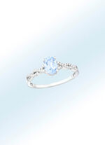 Damenring mit 36 Diamanten und echt Aquamarin 