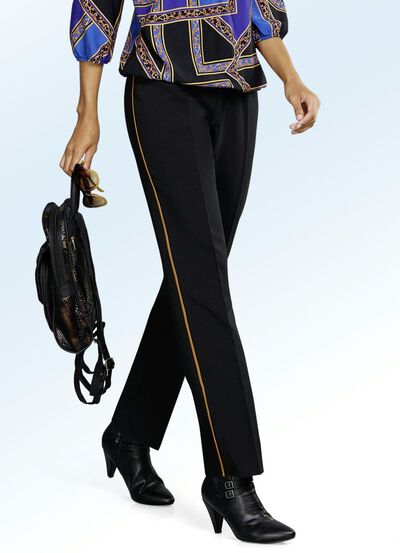 Hose mit angesagter Kontrast-Zierpaspel 