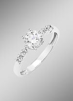 Hochglänzender Damenring mit synth. Zirkonia 