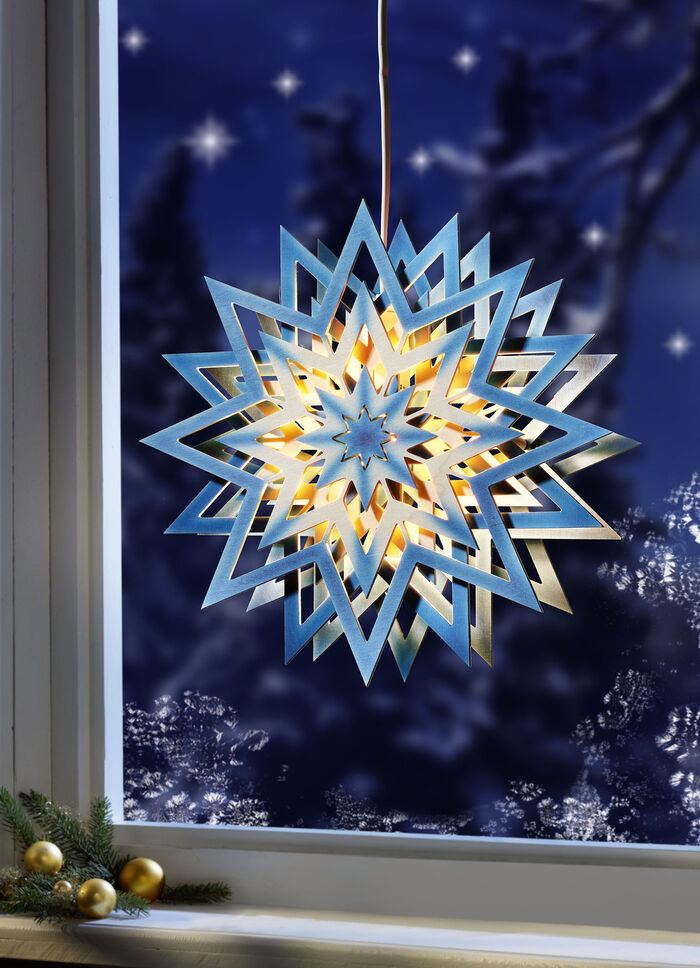 Beleuchteter Fensterstern aus dem Erzgebirge 