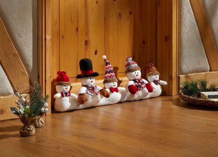 Zugluftrolle mit 5 lustigen Schneem&auml;nnern 