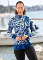 Shirt mit farbbrillantem Allover-Dessin in 2 Farben ROYALBLAU-SCHWARZ-TAUPE