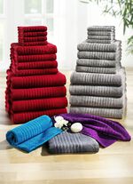 12-teiliges Frottier-Set mit Bord&uuml;re und Aufh&auml;nge-Kordel 