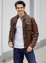 Lederkurzjacke mit Stehkragen 