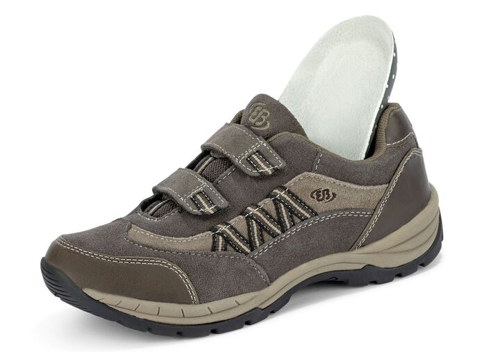 Sportliche Herren-Slipper, mit herausnehmbarem Fu&szlig;bett TABAK-TAUPE