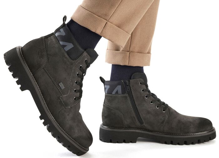 Rieker, gef&uuml;tterte Herren-Boots, Winterschuhe, Weite H, mit Rei&szlig;verschluss ANTHRAZIT