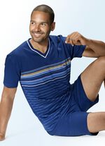 Shorty mit V-Ausschnitt und Ringeldessin vorne 