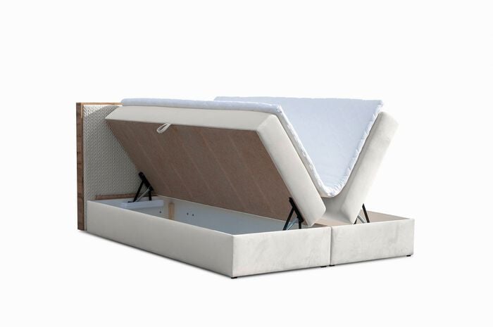 Boxspringbett mit Rahmen aus Wotaneiche CREME