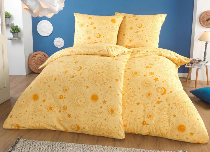 Beidseitig bedruckte Bettwäsche-Garnitur GOLD