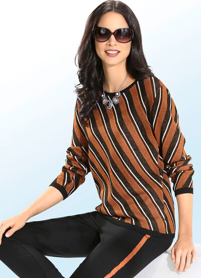 Pullover in Jacquard-Dessin mit Glitzer allover 
