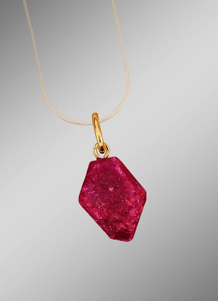 Anhänger mit echtem Roh-Rubin 