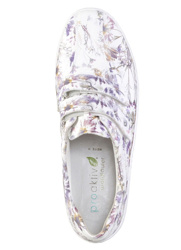 Waldl&auml;ufer, bequeme Damen-Slipper, Weite H, mit herausnehmbarem Fu&szlig;bett WEISS-BUNT