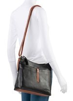 Laurina, Tasche, Damen, mit verstellbarem Umh&auml;ngeriemen SCHWARZ-COGNAC