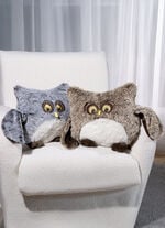 Niedliches Eulen-Deko-Kissen BEIGE