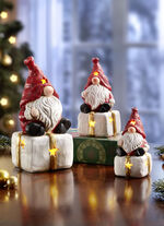 Beleuchteter Terrakotta-Wichtel mit Timerfunktion 