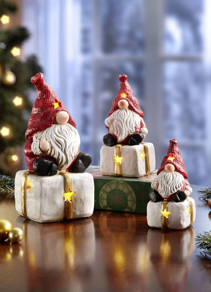 Beleuchteter Terrakotta-Wichtel mit Timerfunktion 