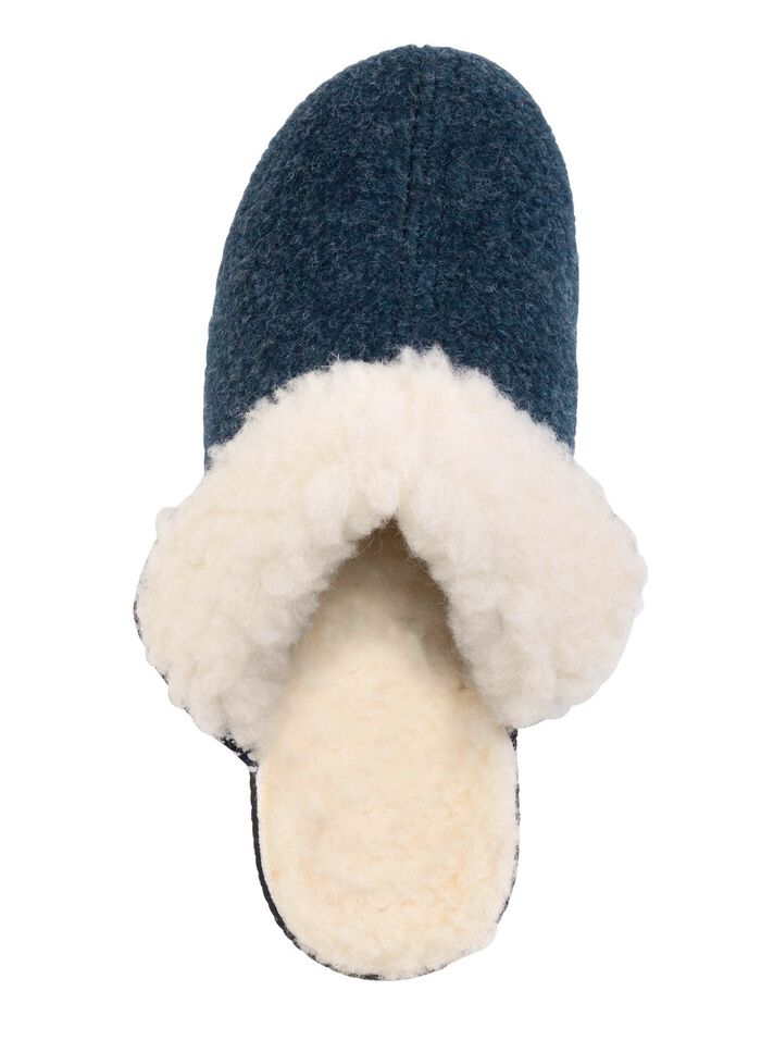 Warme Damen-Hausschuhe, Weite H, mit Wolle BLAU