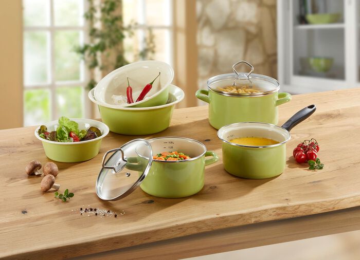 Traditionelle Kr&uuml;ger-Emaille-Serie Juist aus Stahl-Emaille 