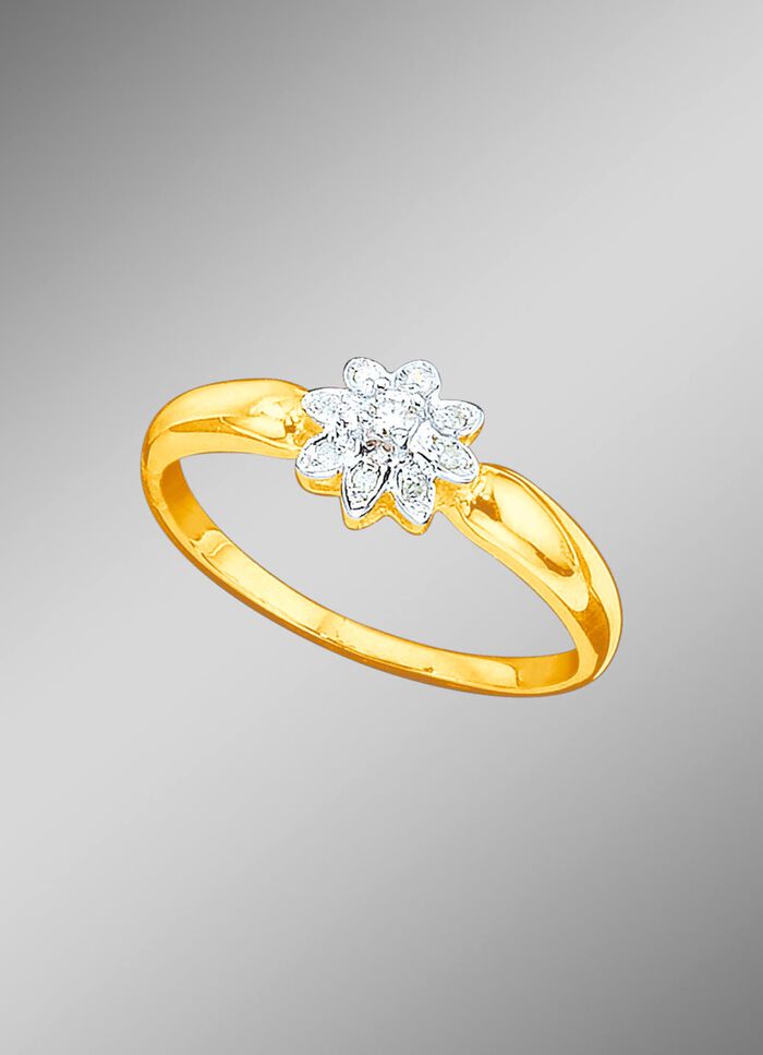 Damenring mit Brillant und Diamanten 