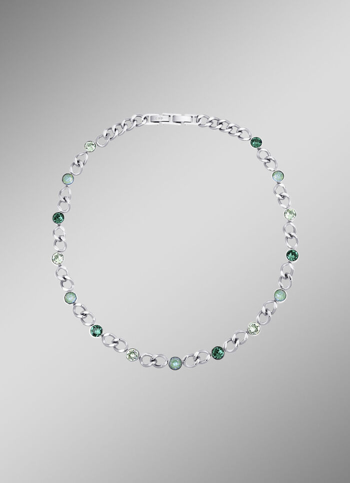 Halskette mit grünen Kristallen 