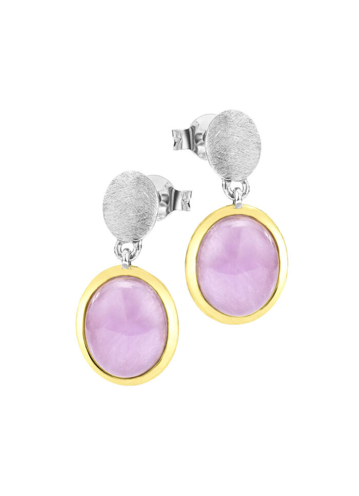 Ohrstecker in Bicolor mit Milky-Kunzit 