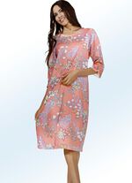 Nachthemd, 3/4-lange &Auml;rmel mit Rundhals ORANGE-BUNT