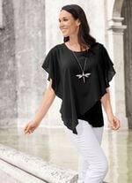 Unifarbene Poncho-Tunika SCHWARZ