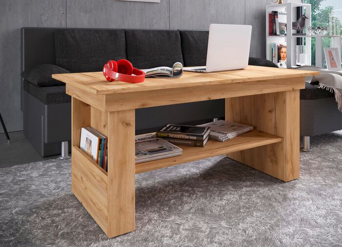 Couchtisch auch h&ouml;henverstell- und ausziehbar EICHE