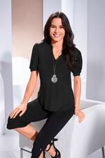 Shirt-Tunika mit Puffärmelchen SCHWARZ